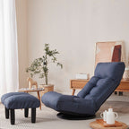 Upholstered Armless Recliner Set with Ottoman and Adjustable Headrest