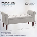 Upholstered Storage Bench Arm Bench Entryway Bench with Tufted Flip Top 50.4 Inches