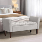 Upholstered Storage Bench Arm Bench Entryway Bench with Tufted Flip Top 50.4 Inches