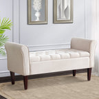 Upholstered Storage Bench Arm Bench Entryway Bench with Tufted Flip Top 50.4 Inches