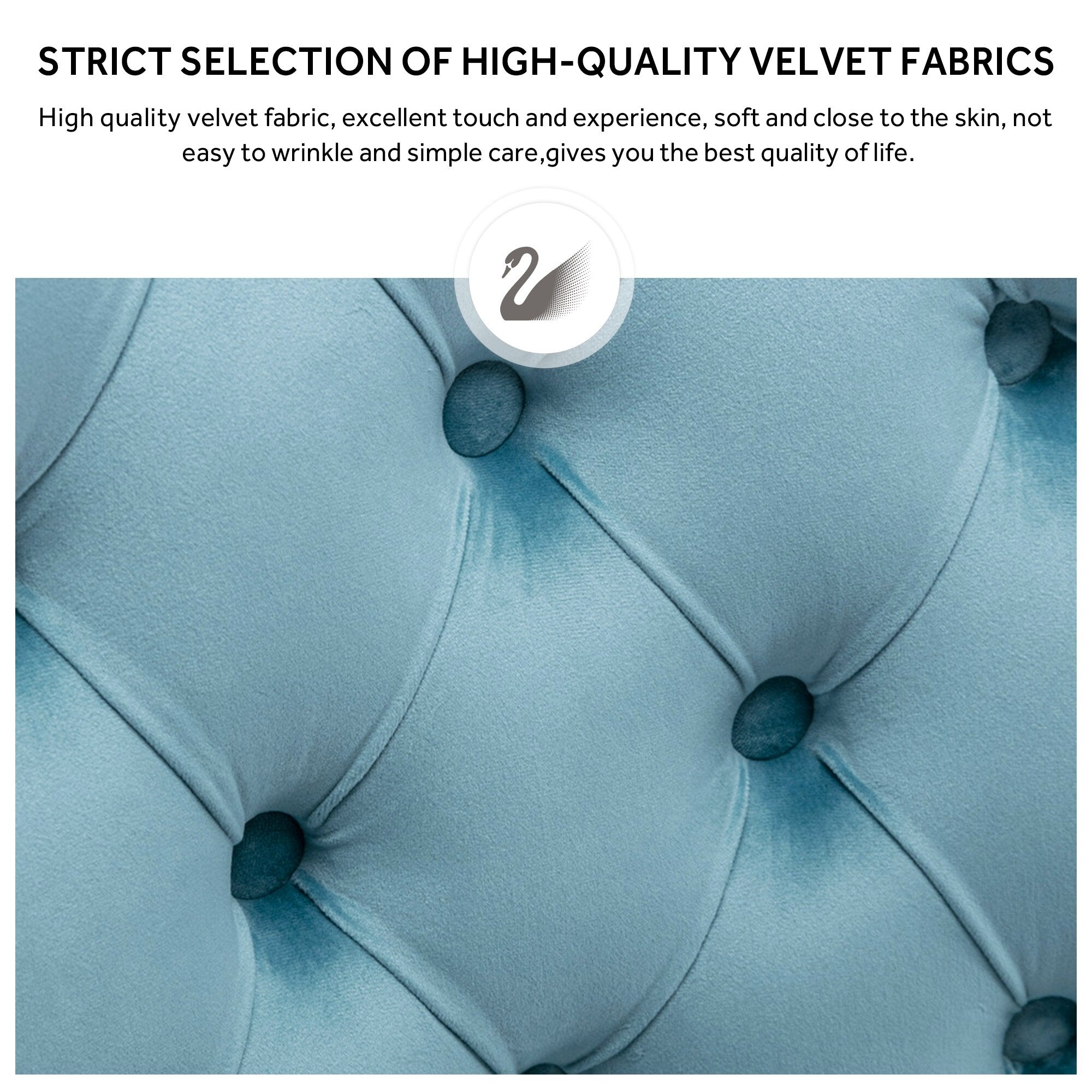 Upholstered Tufted Velvet Dining Chair with Solid Wood Legs Set of 6