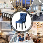 Upholstered Tufted Velvet Dining Chair with Solid Wood Legs Set of 6