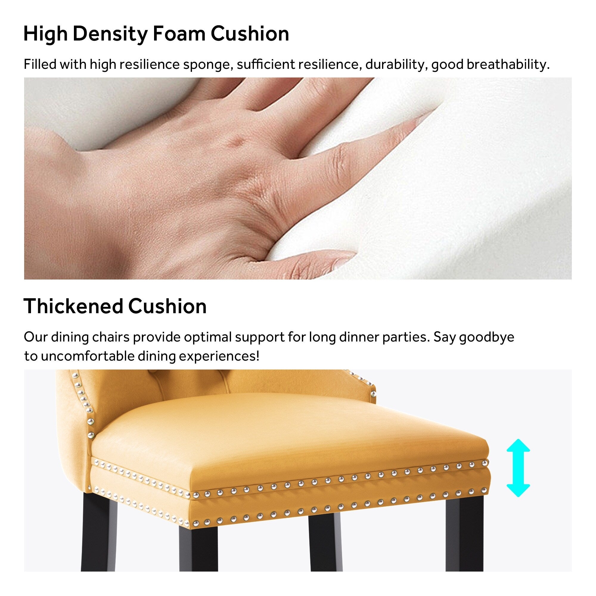 Upholstered Tufted Velvet Dining Chair with Solid Wood Legs Set of 6