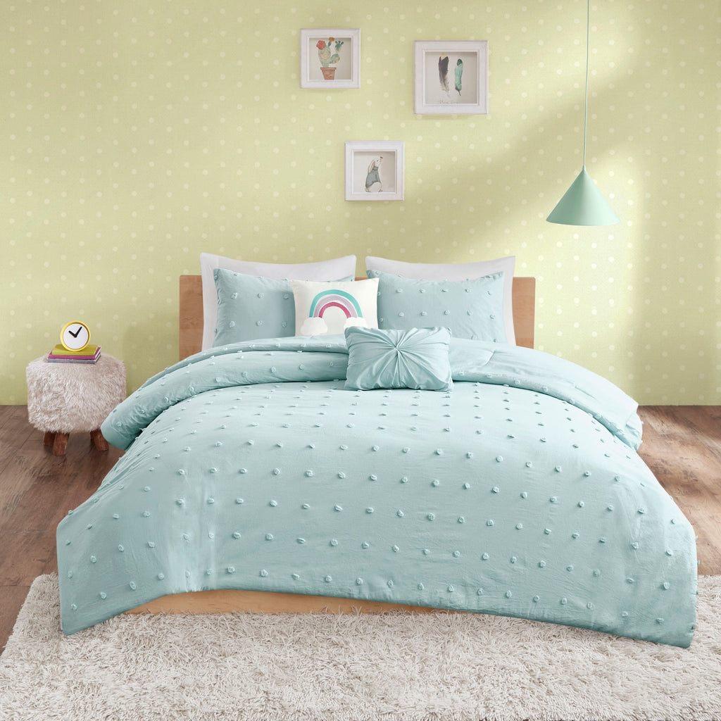 Ensley Cotton Jacquard Pom Pom Comforter Set by Intelligent Design Kids