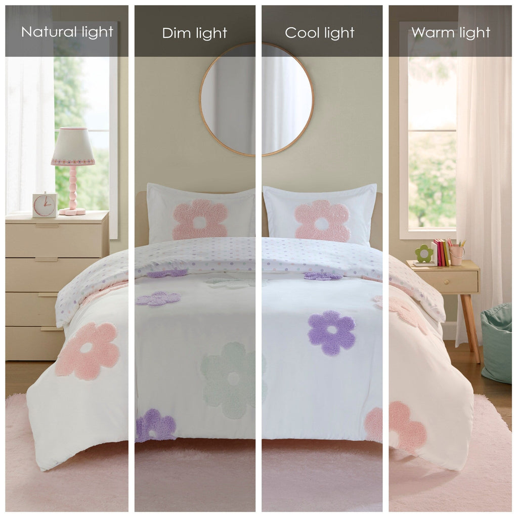 Intelligent Design Kids Madeline Floral Reversible Tufted Chenille Duvet Cover Set
