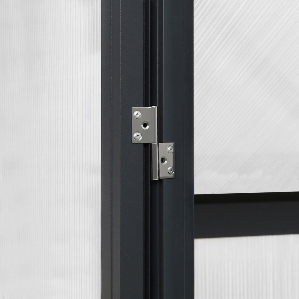 VEIKOUS Aluminum Walk-In Garden Greenhouse Kit with Adjustable Roof Vent and Lockable Door Grey