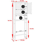 VEIKOUS Bamboo Over The Toilet Storage Cabinet Cupboard Bathroom Organizer with Adjustable Shelf and Double Doors
