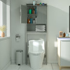 VEIKOUS Bamboo Over The Toilet Storage Cabinet Cupboard Bathroom Organizer with Adjustable Shelf and Double Doors