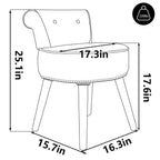VEIKOUS Makeup Vanity Stool Chair with Low Back and Wood Legs-17.3 x 15.7 x 25.1