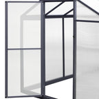 VEIKOUS Aluminum Walk-In Garden Greenhouse Kit with Adjustable Roof Vent and Lockable Door Grey