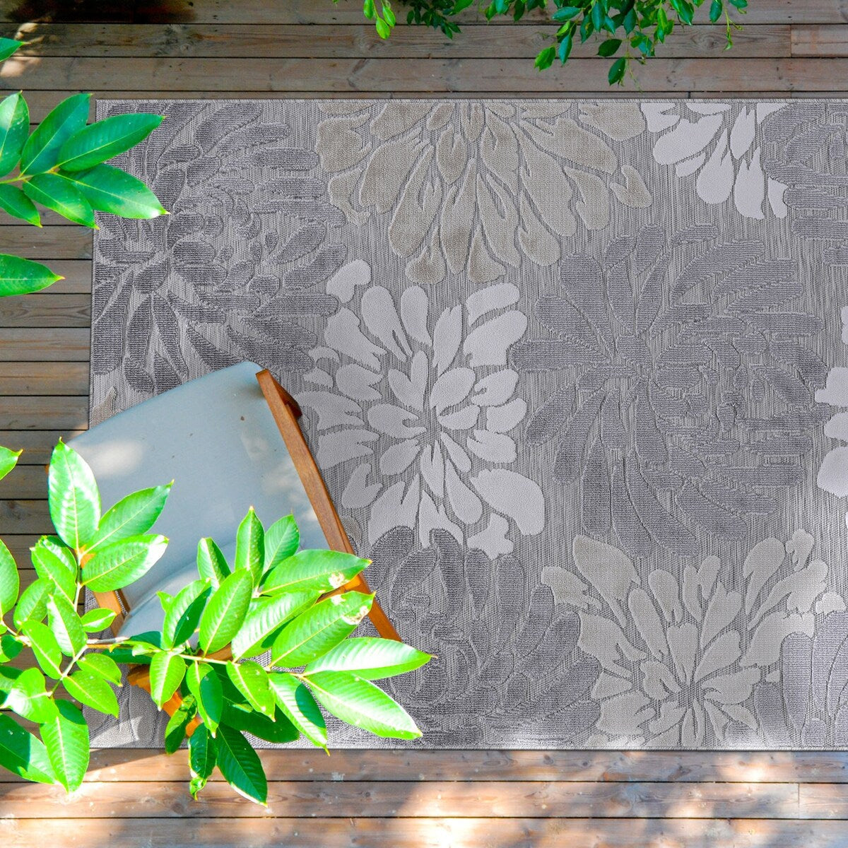 VILLADECOR Floral Indoor Outdoor Area Rug Low High Pile Rugs For Patio