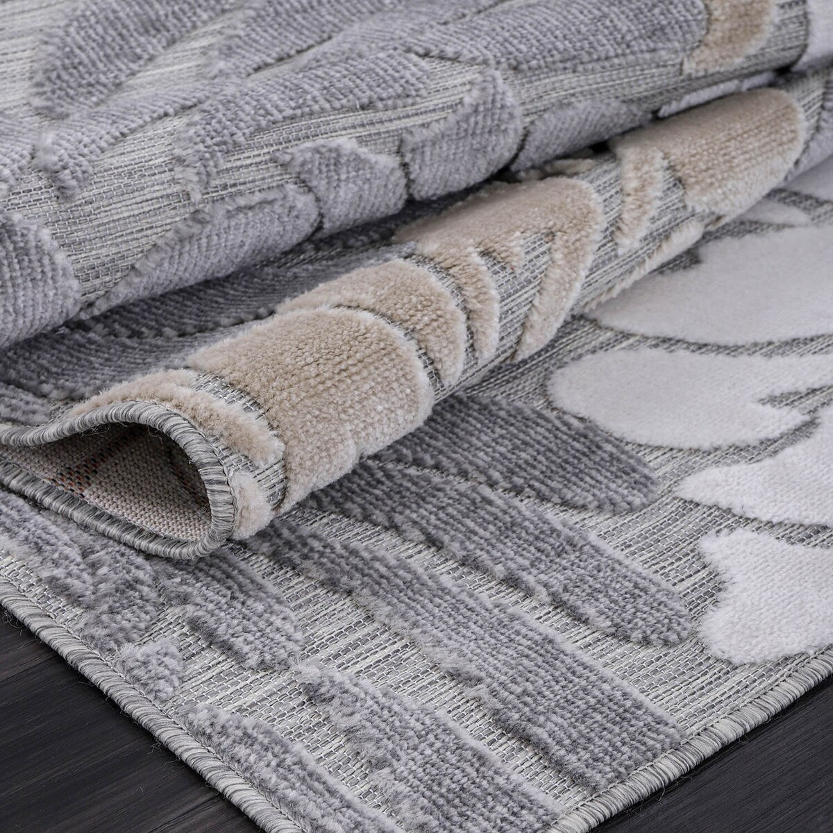 VILLADECOR Floral Indoor Outdoor Area Rug Low High Pile Rugs For Patio