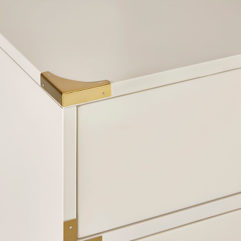 Valoria 3-Drawer Gold Accent Nightstand