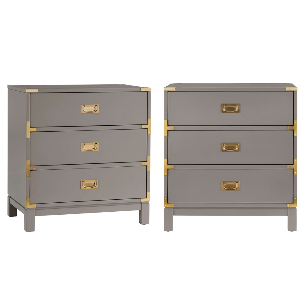 Valoria 3-Drawer Gold Accent Nightstand