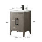 Vanity Art 20 or 24 or 30 Single Sink Bathroom Vanity Cabinet with Ceramic Top
