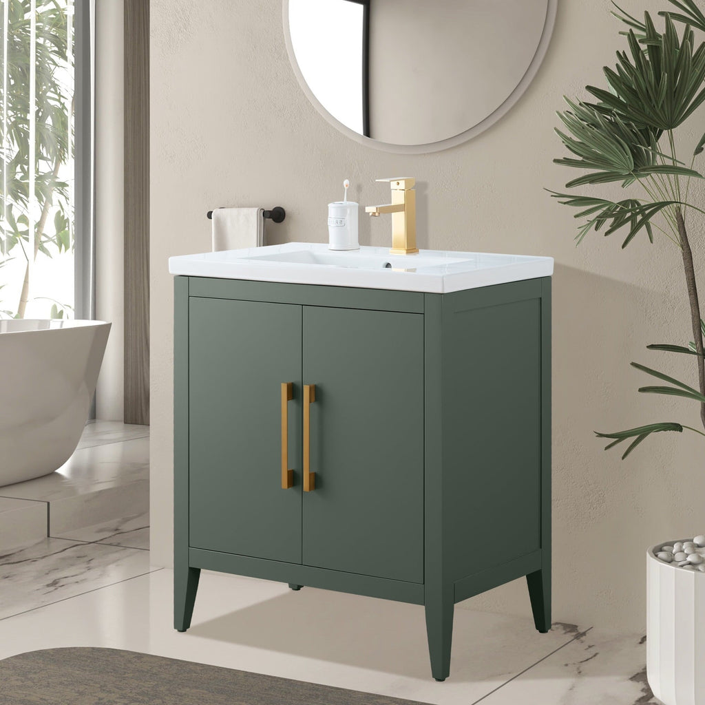 Vanity Art 20 or 24 or 30 Single Sink Bathroom Vanity Cabinet with Ceramic Top