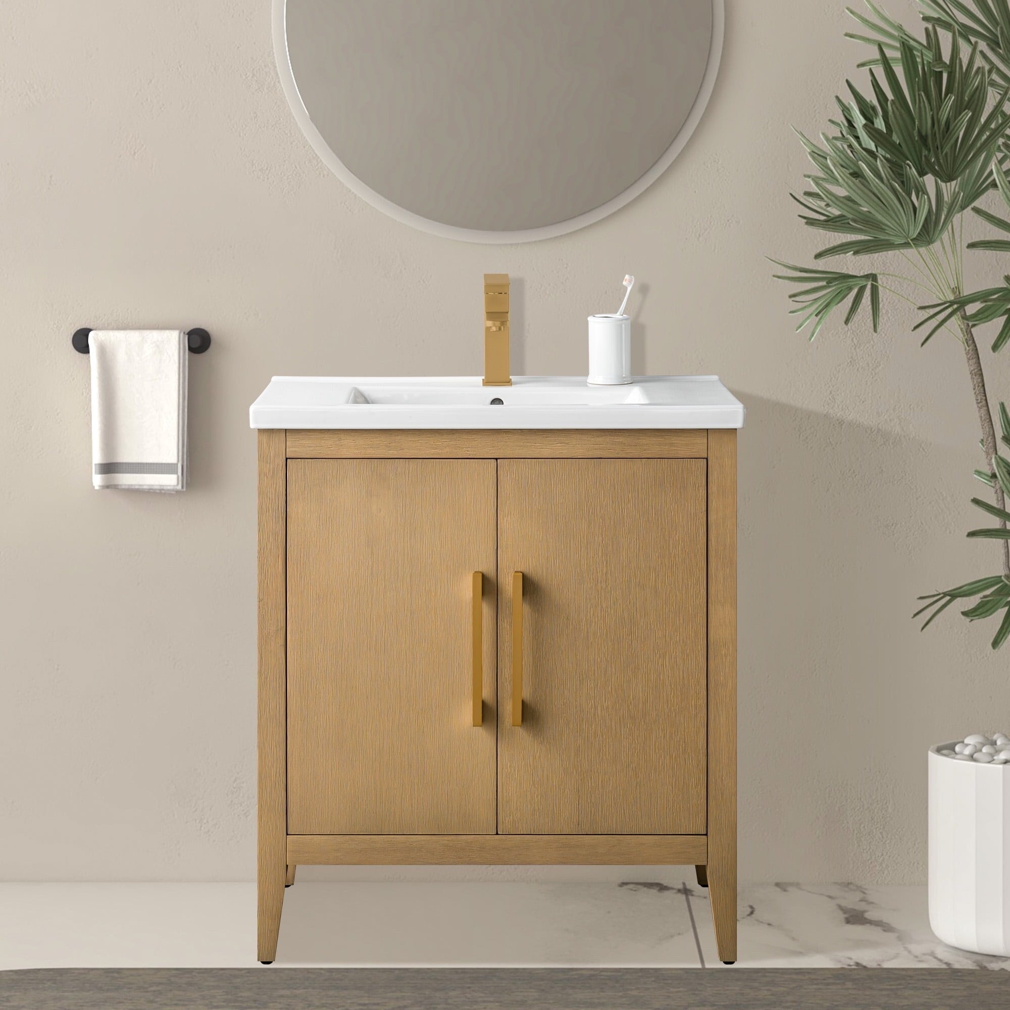 Vanity Art 20 or 24 or 30 Single Sink Bathroom Vanity Cabinet with Ceramic Top