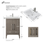 Vanity Art 20 or 24 or 30 Single Sink Bathroom Vanity Cabinet with Ceramic Top