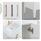 Vanity Art 20 or 24 or 30 Single Sink Bathroom Vanity Cabinet with Ceramic Top