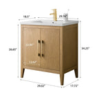 Vanity Art 20 or 24 or 30 Single Sink Bathroom Vanity Cabinet with Ceramic Top