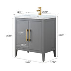 Vanity Art 20 or 24 or 30 Single Sink Bathroom Vanity Cabinet with Ceramic Top
