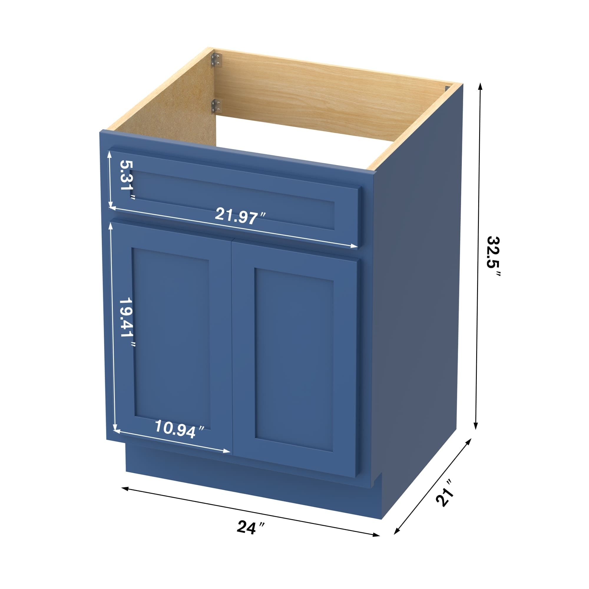 Vanity Art 24-inch Solid Wood Single Sink Bathroom Vanity Cabinet