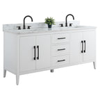 Vanity Art 72 Double Sink Bathroom Vanity Cabinet with Engineered Marble Top