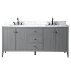 Vanity Art 72 Double Sink Bathroom Vanity Cabinet with Engineered Marble Top