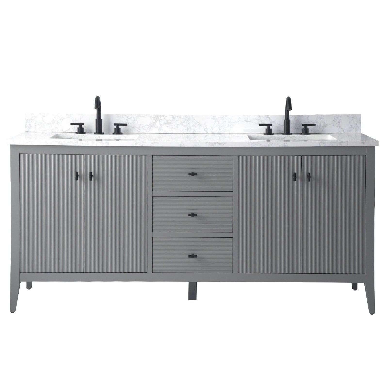 Vanity Art 72 Double Sink Bathroom Vanity Cabinet with Engineered Marble Top