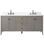 Vanity Art 72 Double Sink Bathroom Vanity Cabinet with Engineered Marble Top