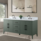 Vanity Art 72 Double Sink Bathroom Vanity Cabinet with Engineered Marble Top