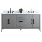 Vanity Art 72 Double Sink Bathroom Vanity Cabinet with Engineered Marble Top