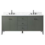 Vanity Art 72 Double Sink Bathroom Vanity Cabinet with Engineered Marble Top