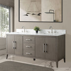 Vanity Art 72 Double Sink Bathroom Vanity Cabinet with Engineered Marble Top