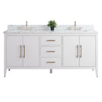Vanity Art 72 Double Sink Bathroom Vanity Cabinet with Engineered Marble Top