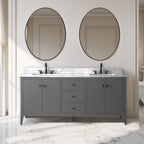 Vanity Art 72 Double Sink Bathroom Vanity Cabinet with Engineered Marble Top