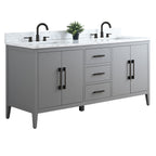 Vanity Art 72 Double Sink Bathroom Vanity Cabinet with Engineered Marble Top