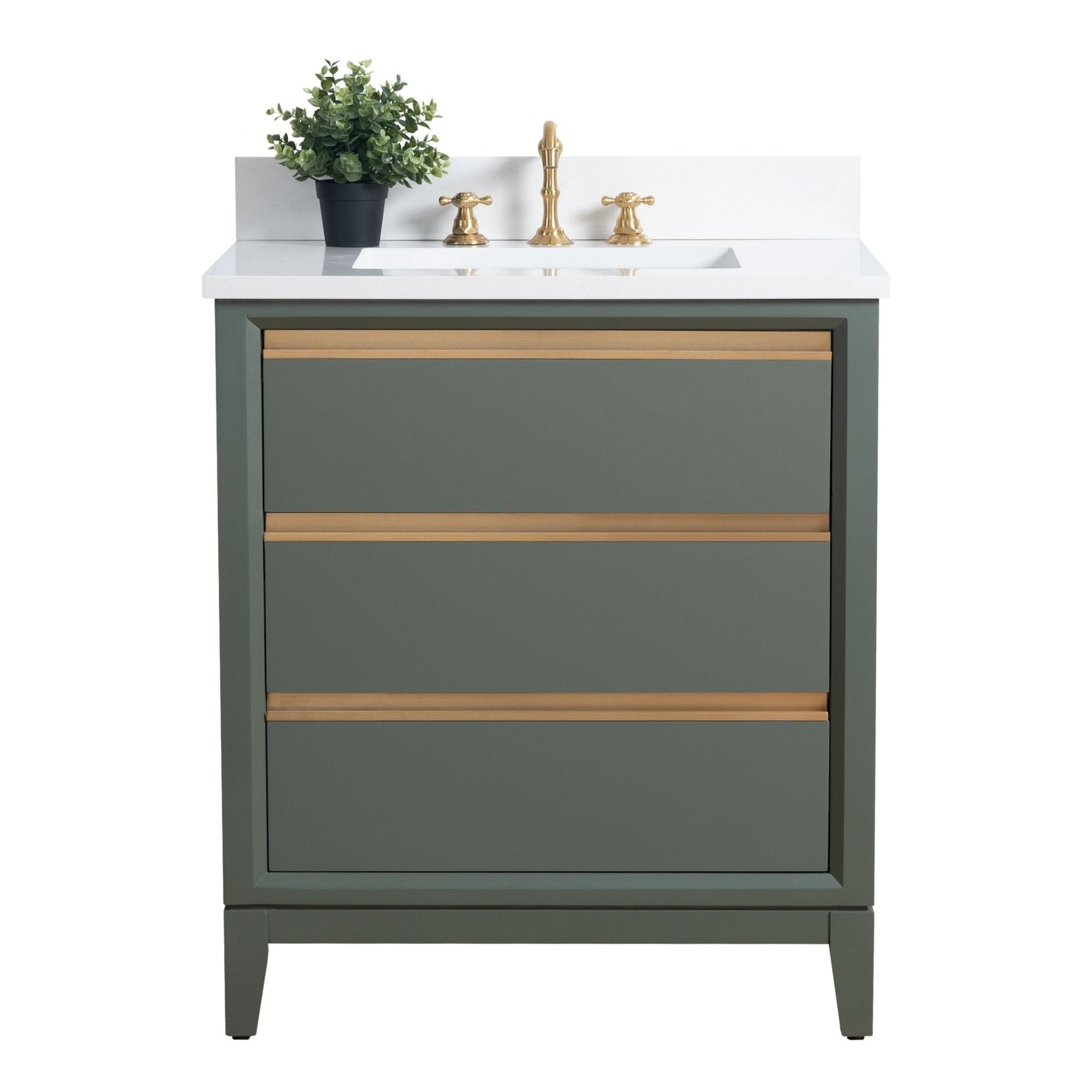 Vanity Art Bathroom Vanity with Ceramic Sink and Engineered Marble Top