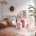 Vanity Set With Mirror and Lamp Home Makeup Dressing Table with Stool