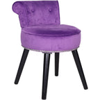 VEIKOUS Makeup Vanity Stool Chair with Low Back and Wood Legs-17.3 x 15.7 x 25.1