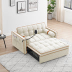 Velvet Convertible 55'' 2-Seater Sleeper Sofa with Pull-Out Bed, Adjustable Recline, Side Pockets, and Phone Holder