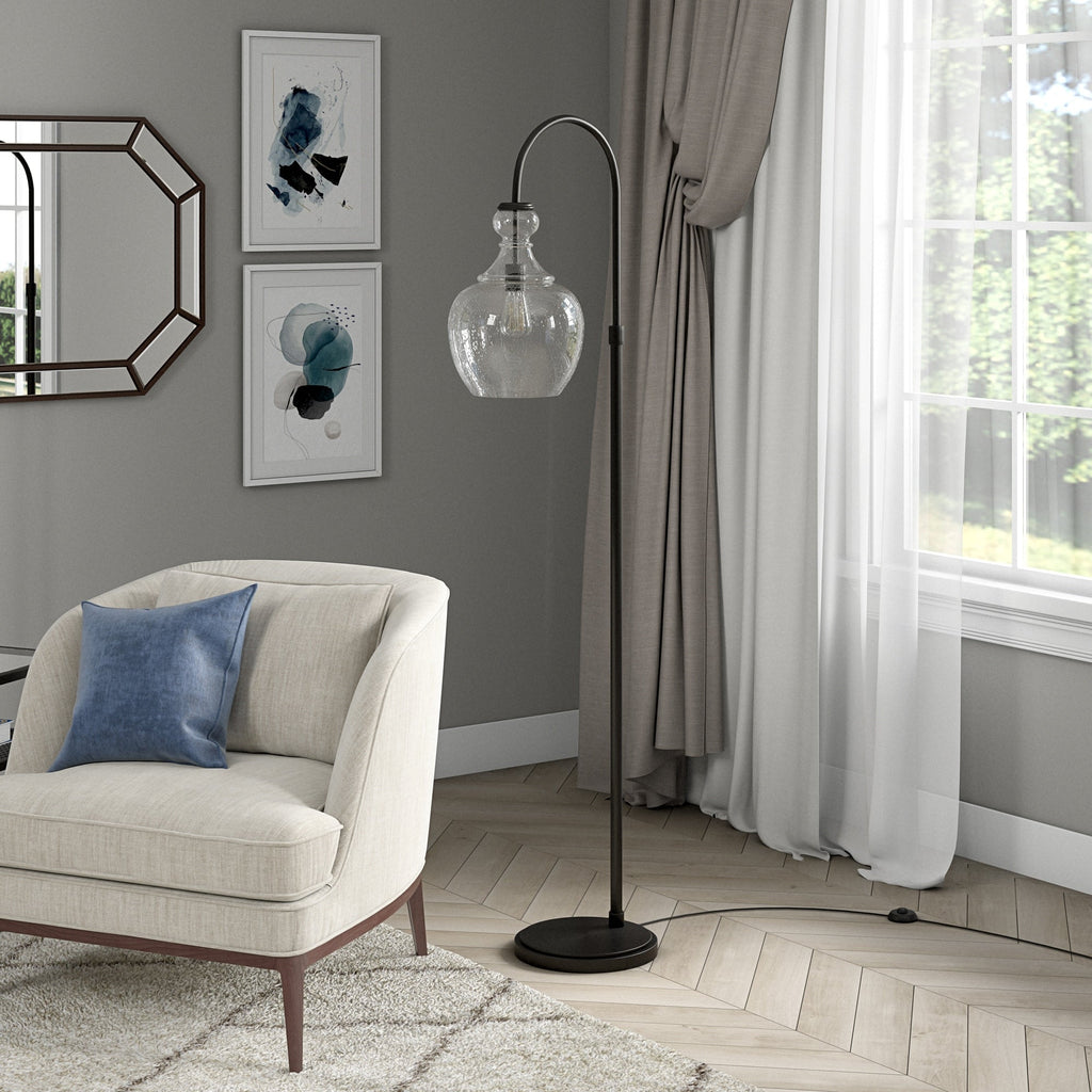Verona Arc Floor Lamp with Glass Shade