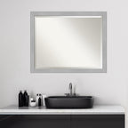 Beveled Bathroom Wall Mirror - Vista Brushed Nickel Frame