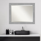 Beveled Bathroom Wall Mirror - Vista Brushed Nickel Frame
