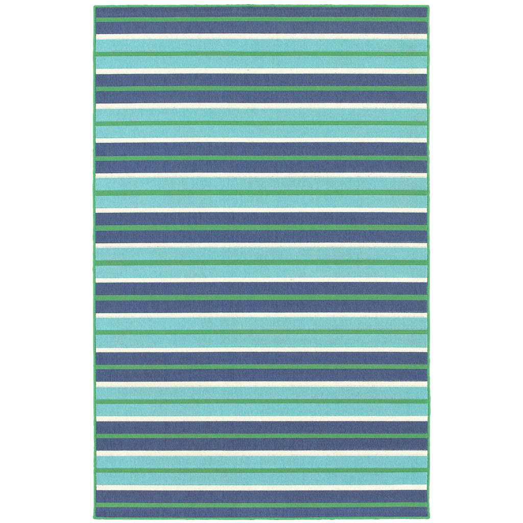 Vista Home Mackinac Blue Stripes Indoor/Outdoor Rug.