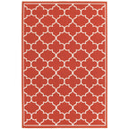 Vista Home Martinique Off-White/Brick Red Lattice Indoor/Outdoor Rug.