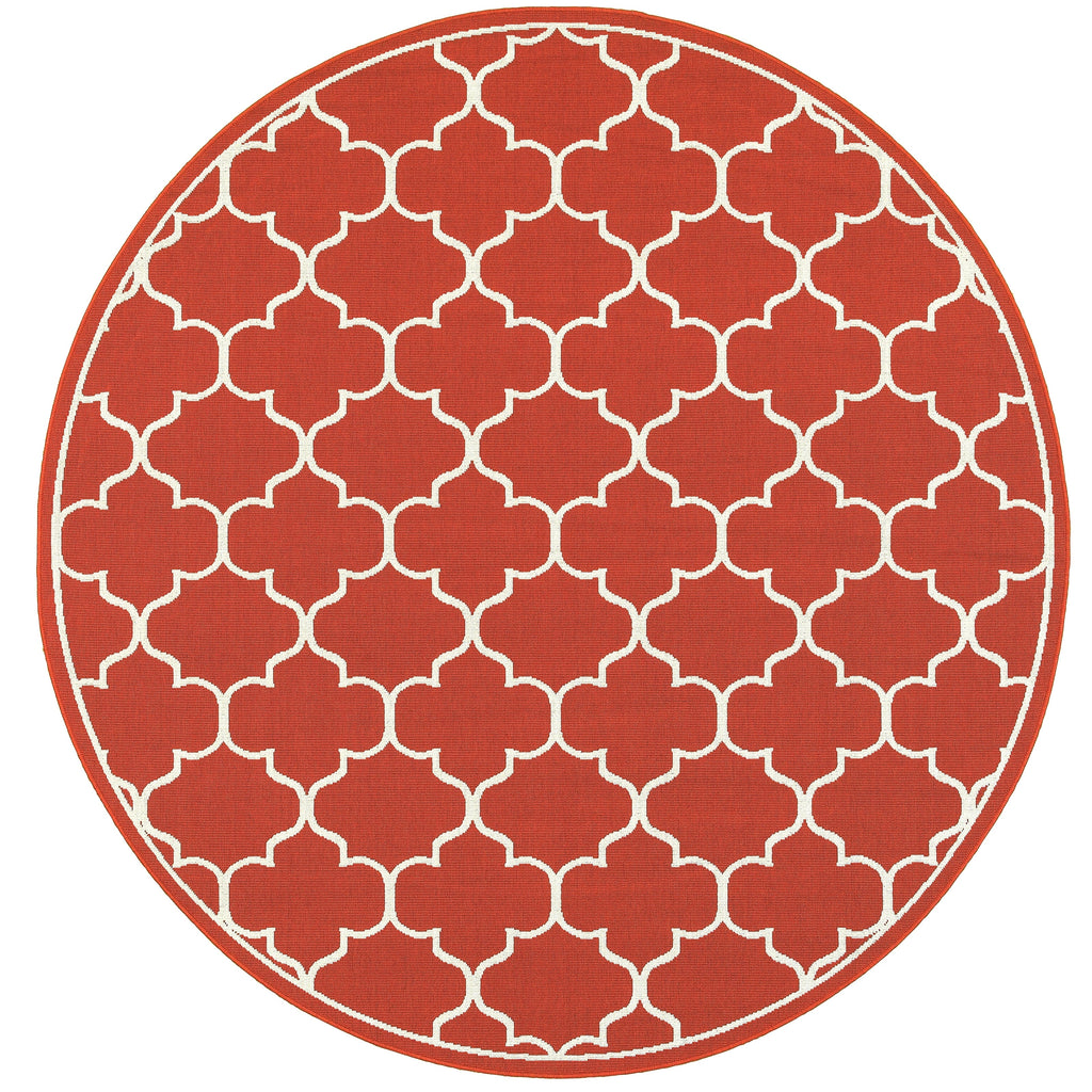 Vista Home Martinique Off-White/Brick Red Lattice Indoor/Outdoor Rug.