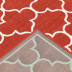 Vista Home Martinique Off-White/Brick Red Lattice Indoor/Outdoor Rug.