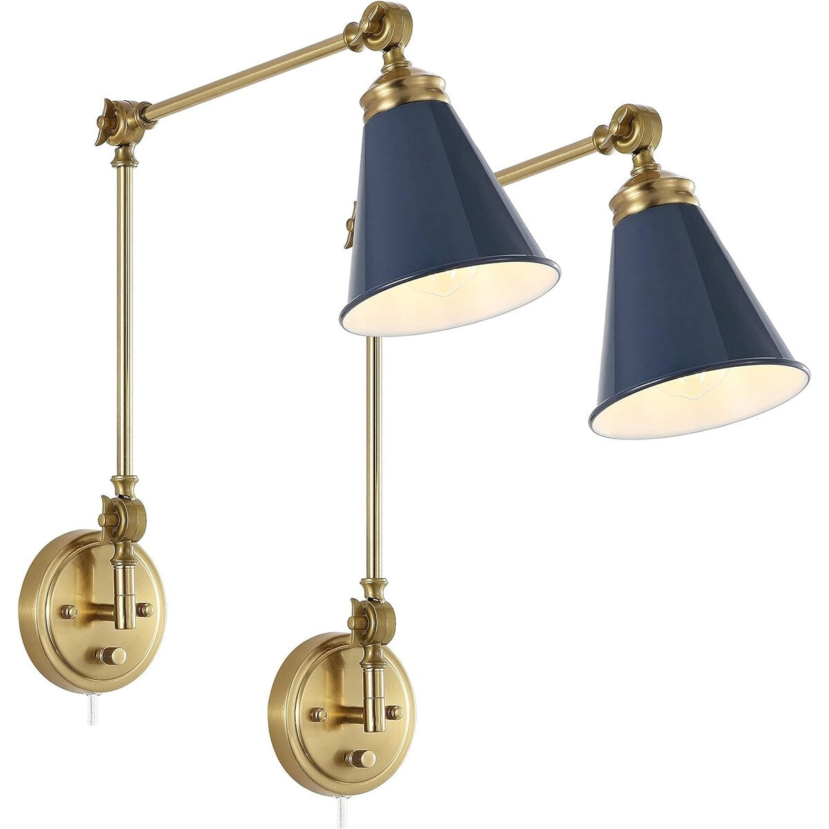 WINGBO Industrial Swing Arm Wall Sconce with Metal Shade,2-Pack...