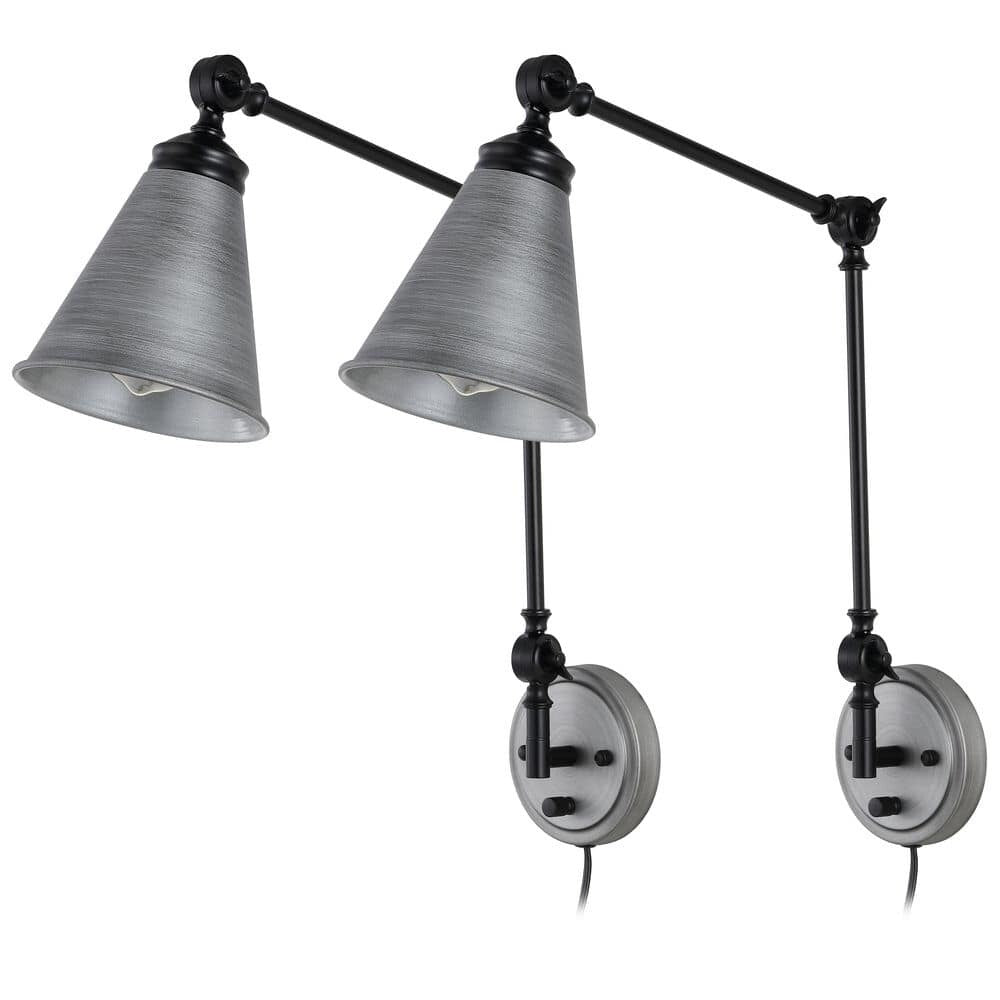 WINGBO Industrial Swing Arm Wall Sconce with Metal Shade,2-Pack...